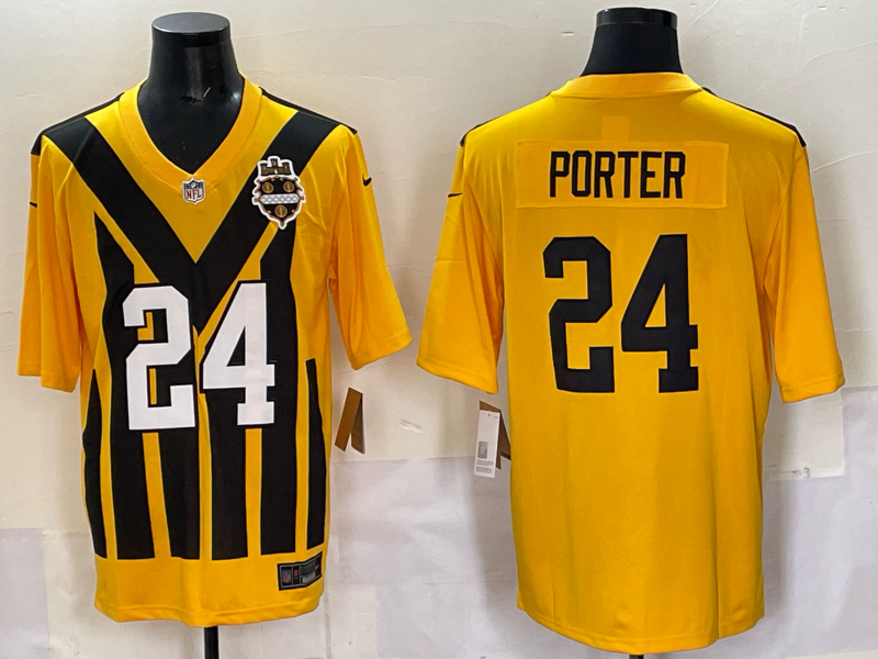 Men Pittsburgh Steelers 24 Porter Yellow Retro 2025 Nike Limited NFL Jersey style 011